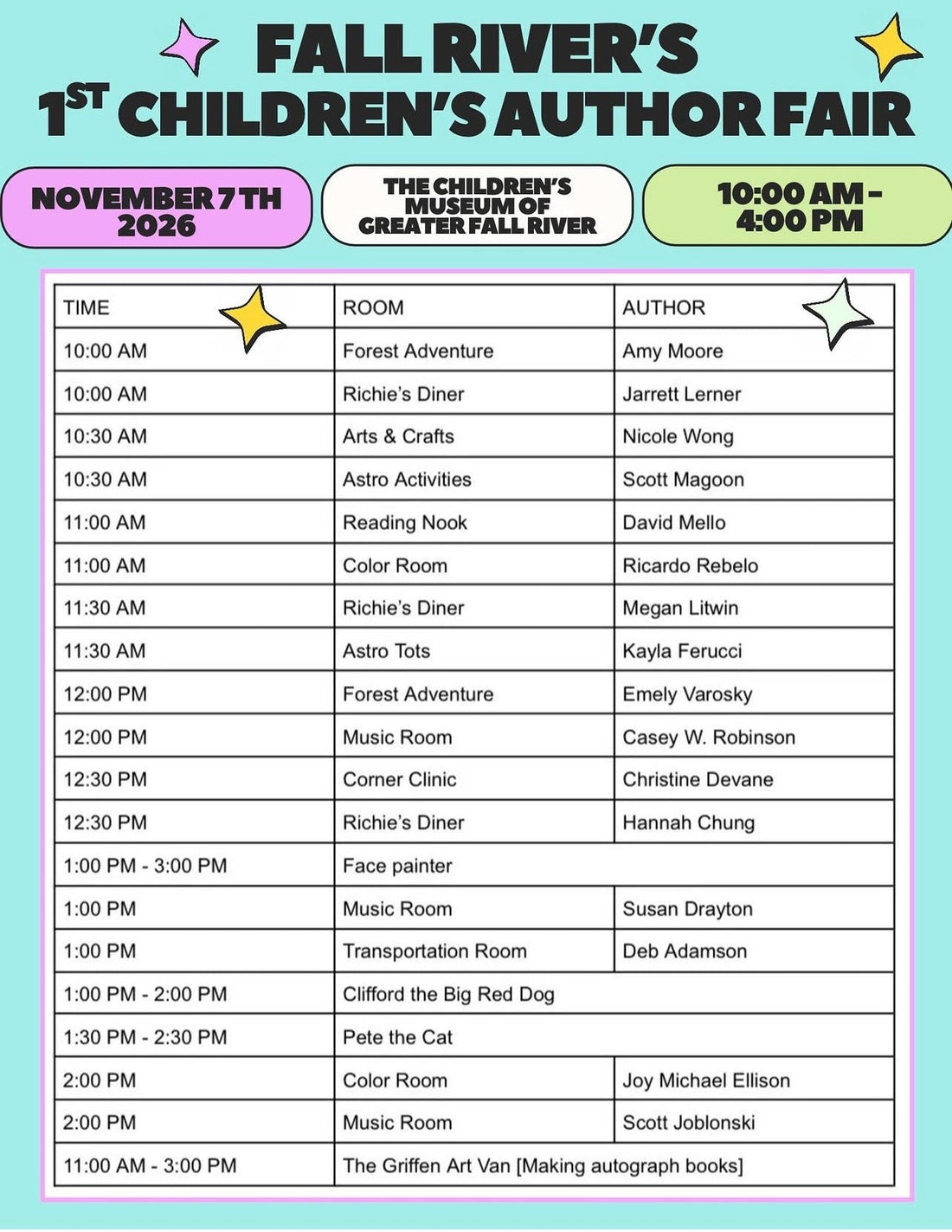 Join Me at Fall River’s First Children’s Author Fair on November 7